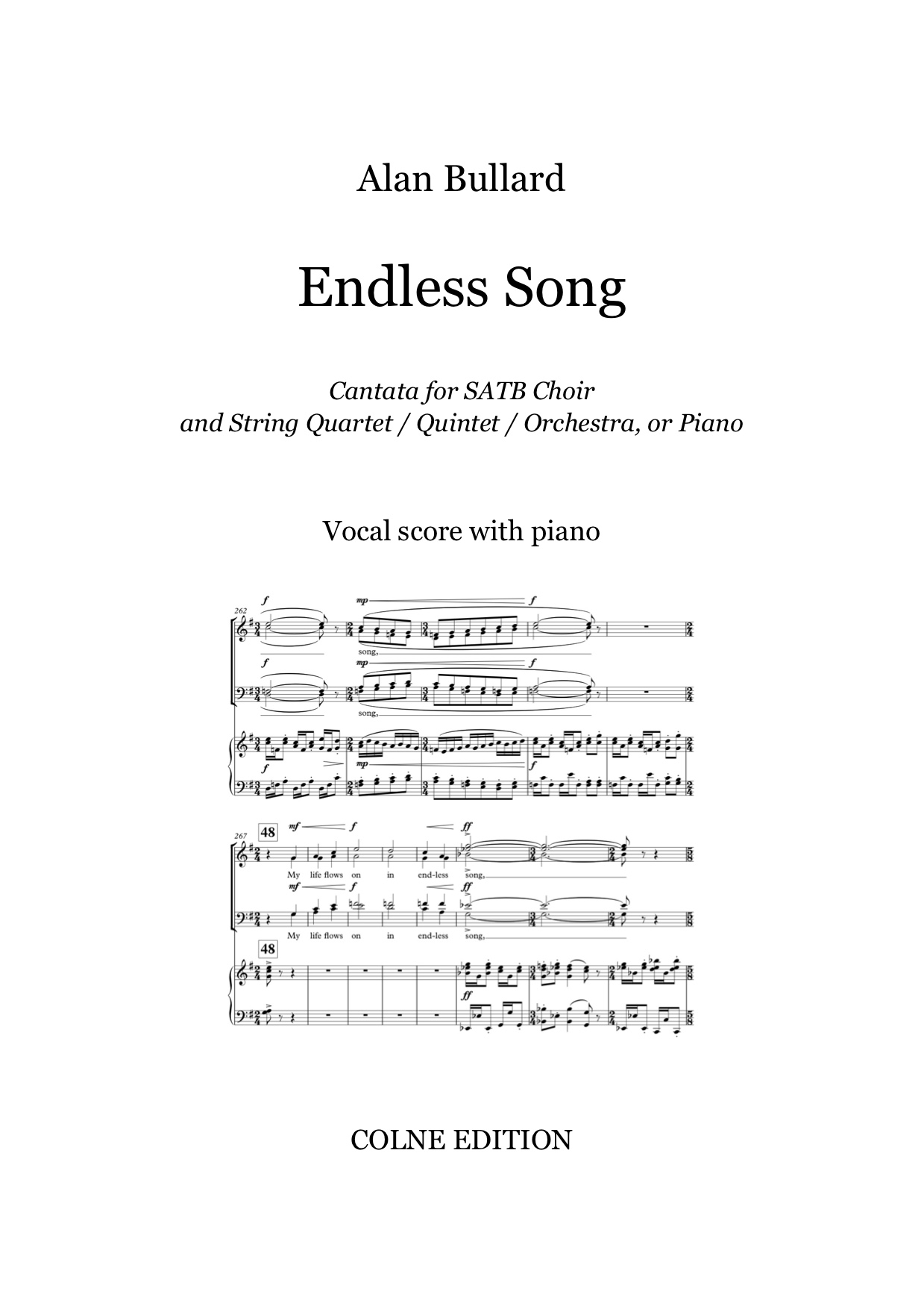 Bullard: Endless Song published by Colne Edition - Vocal Score